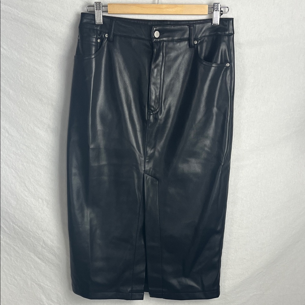 7 For All Mankind Black faux Leather Skirt small